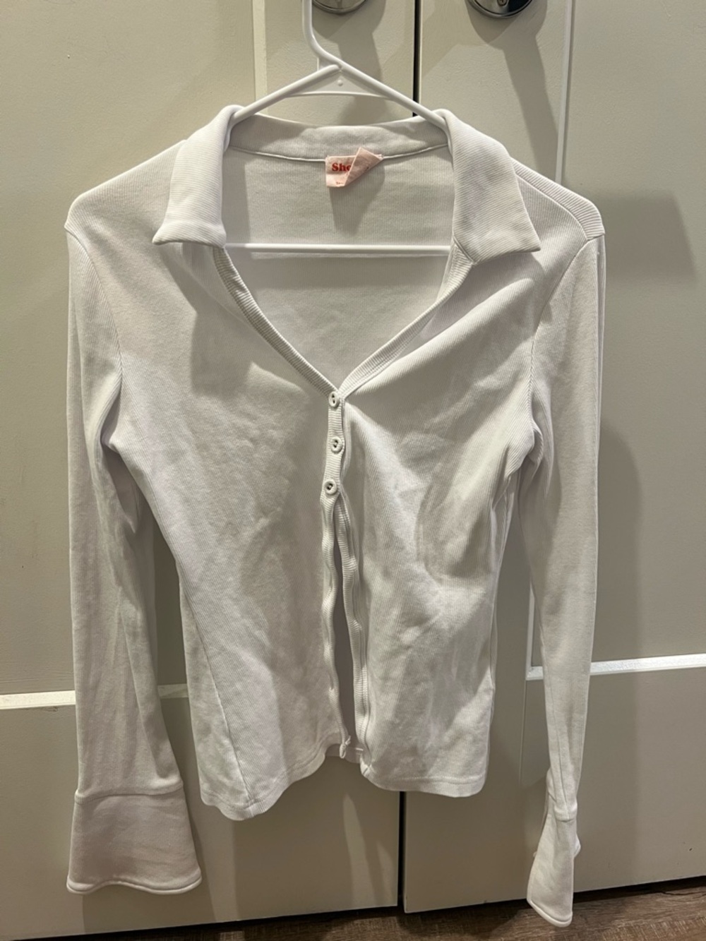 Showpo White Long-Sleeve Button Down Collared Top